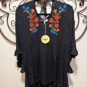 Hayden Black Floral Embroidered Blouse